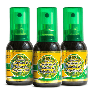 Kit 3x Spray de Própolis Verde com mel 30ml - Apis Brasil