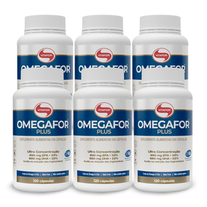 Kit 6x Ômegafor Plus - Ômega 3 Concentrado + EPA (990mg) DHA (660mg) 120 Cápsulas - Vitafor