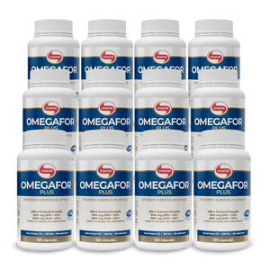 Caixa 12x Ômegafor Plus - Ômega 3 Concentrado + EPA (990mg) DHA (660mg) 120 Cápsulas - Vitafor