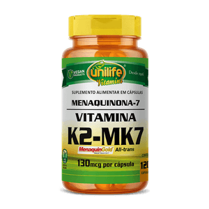 Vitamina K2 mk-7 Menaquinona 120 Cápsulas Vegetarianas - Unilife