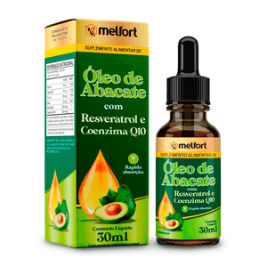 Óleo de Abacate com Resveratrol e Coenzima Q10 em Gotas 30ml - Melfort