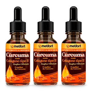 Kit 3x Cúrcuma com Colágeno Tipo II em Gotas 30ml - Melfort
