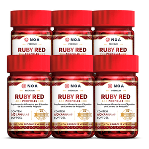 Kit 6x Ruby Propolis - 100% Própolis Vermelha (600mg) 60 Cápsulas Softgel - NOA Originals