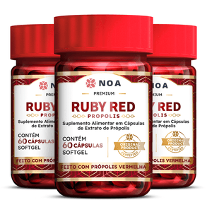 Kit 3x Ruby Propolis - 100% Própolis Vermelha (600mg) 60 Cápsulas Softgel - NOA Originals