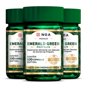 Kit 3x Emerald Green Própolis - 100% Própolis Verde 100 Cápsulas Softgel - Noa Originals