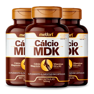 Kit 3x Cálcio MDK (500mg) 60 Cápsulas - Melfort