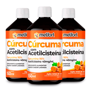 Kit 3x Cúrcuma Com Acetilcisteína 150ml - Melfort