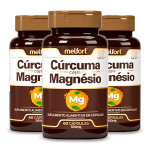Kit 3x Cúrcuma Com Magnésio 60 Cápsulas - Melfort