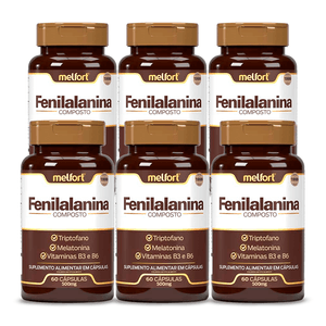 Kit 6x Fenilalanina - Triptofano - Melatonina 500mg 60 Cápsulas - Melfort