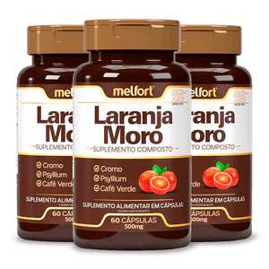 Kit 3x Laranja Moro Com Café Verde (500mg) 60 Cápsulas - Melfort