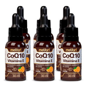 Kit 6x Coenzima Q10 Com Vit E Em Gotas Sabor Laranja 30ml - Melfort